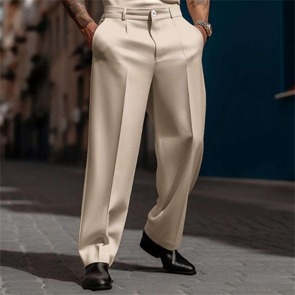 Men's Clothing Formal Slant Pocket Straight Solid Color Comfortable Breathable Outdoor Fashionable Trousers for Daily Outings