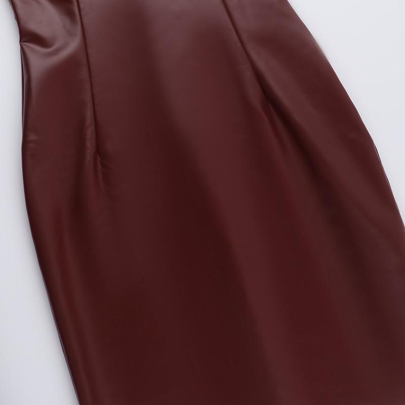 Abito da Donna Temperamento Moda Tinta Unita PU Pelle Imbottito Sexy Vita Stretta Cinturino Fianchi