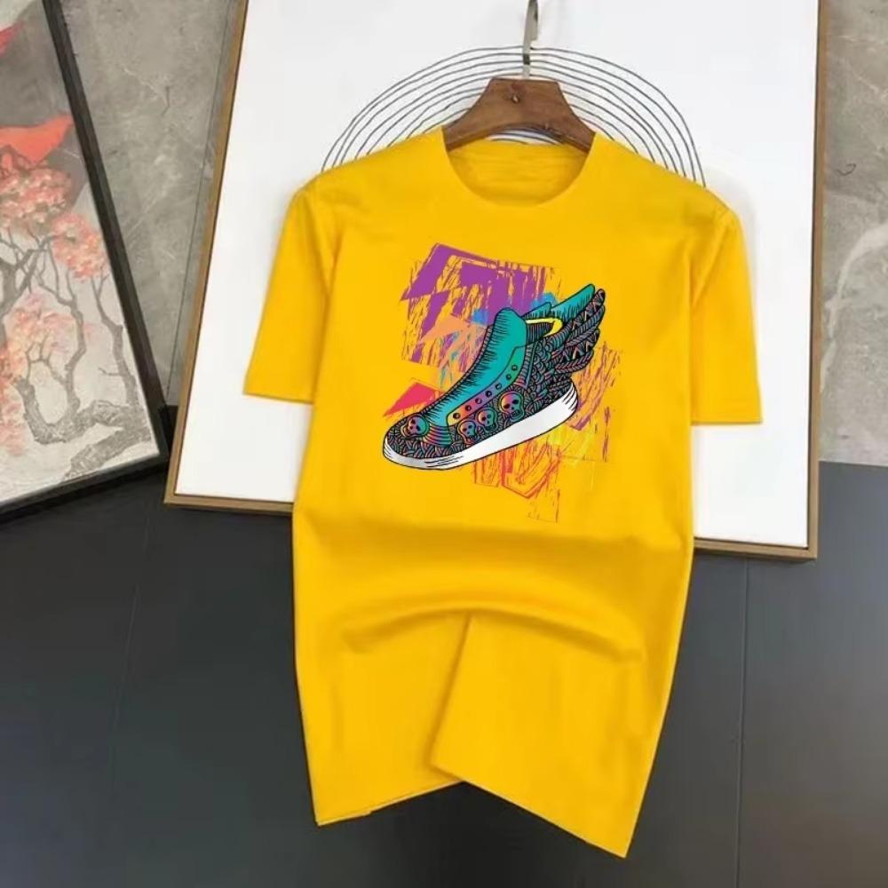 Pánské tričko s potiskem tenisek, značkové bavlněné tričko Harajuku, ležérní kvalitní trička s krátkým rukávem, vintage styl, velká velikost