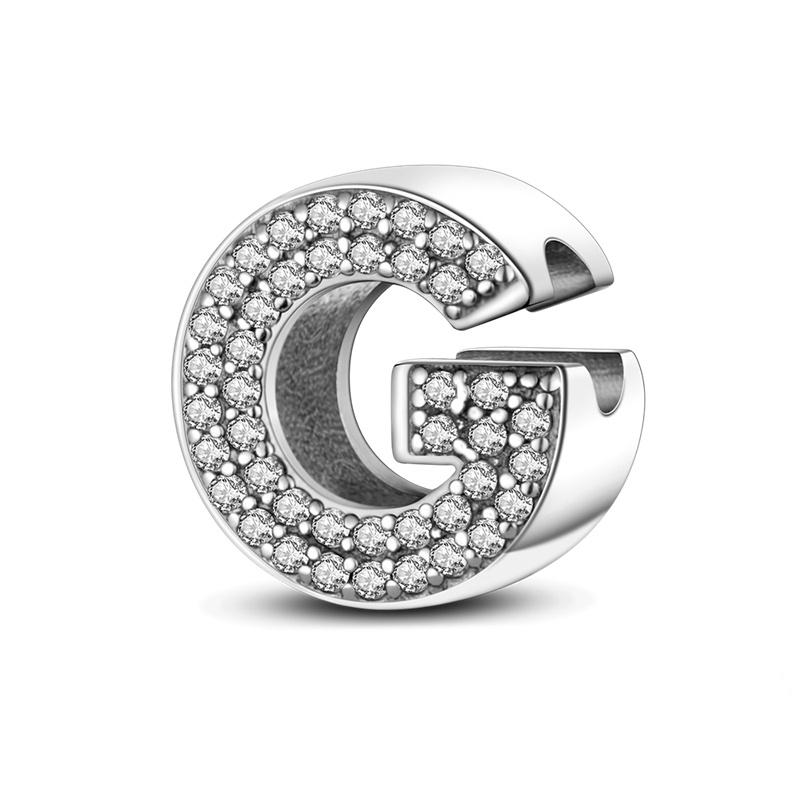 Classic 925 Silver 26 English Letters Charms Beads Sparkling Zircon Fit Qikaola 925 Bracelets DIY Jewelry Birthday Gift