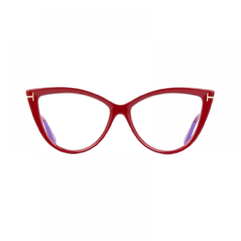Tom Ford Eyeglasses Cat Eye Full Rim  Bordeaux Frame And Clear Blue Block Lenses Lens Ft5843 B074 Black