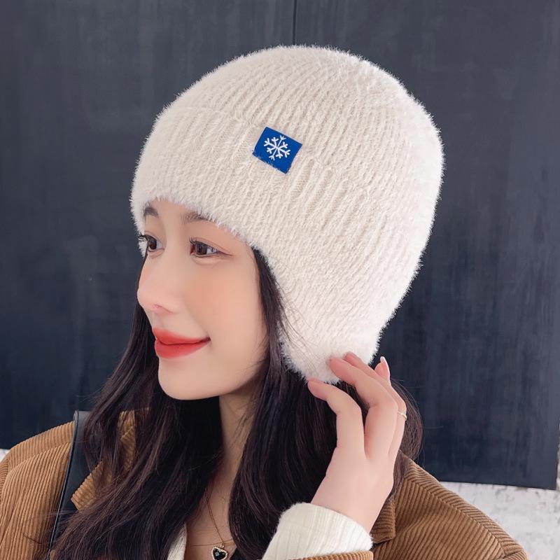 Unisex Winter Strickmütze mit Ohrenklappen - Warme Schneeflocken-Fleece-Beanie für Outdoor-Aktivitäten