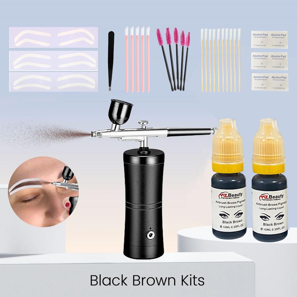 Eyebrow Tint Airbrush Hybrid Pigment Kit with Auxiliary Stickers And Brush for Dye & Tint Mapping Tattoo Supply Microblading