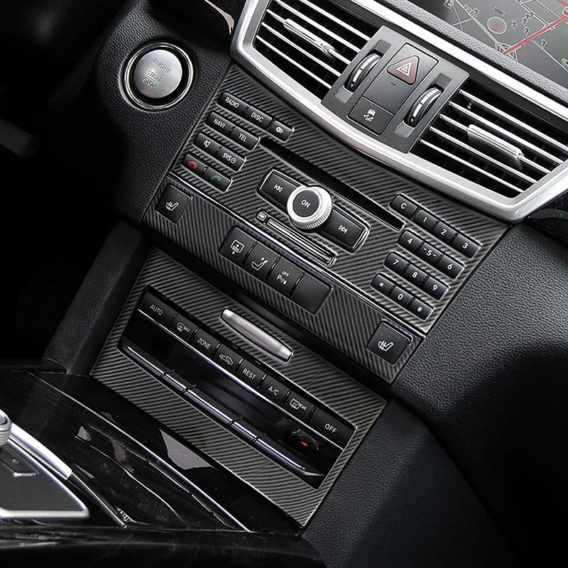 Consola Central Aire Acondicionado CD Panel de Control Decoración de Marco Para Mercedes Benz Clase E W212 2009-2011 Color Fibra de Carbono