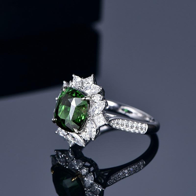 Sace Gems Classic Copper Alloy Green Zircon Ring Ladies Jewelry Wedding Promise Party Gift