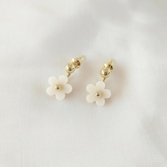 1 Pair Ear Studs All-match Accessories Flower Alloy Double Side Earring for Party