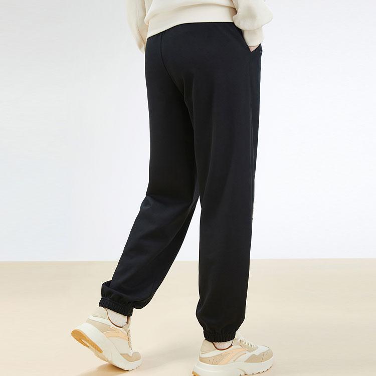 Anta Sports Lifestyle Series Letter Print Cuffed Knitted Pants Women Pants Basic-Black 962338302-5