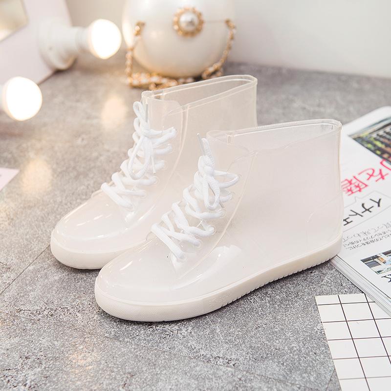 Fashion Candy Color Ankle Boots Fashion Rain Boots Women's Flat Rain Shoes Clear Rainboots Waterproof Shoes Rubber Zapatos De Mujer