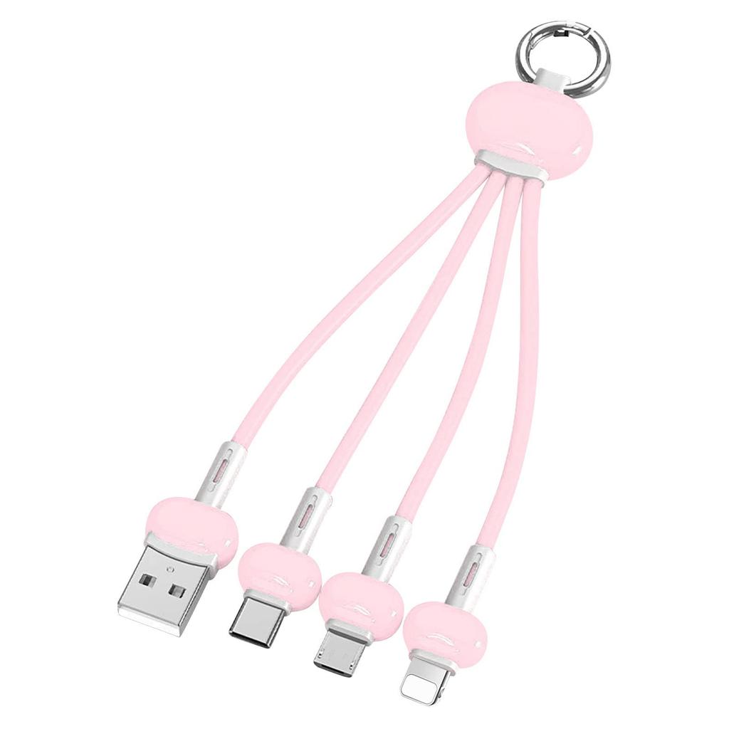 Keychain Silicone Keychain  Charge Data Cable,Line Suitable For Type C One Drag Three Fast Charge Data Cable