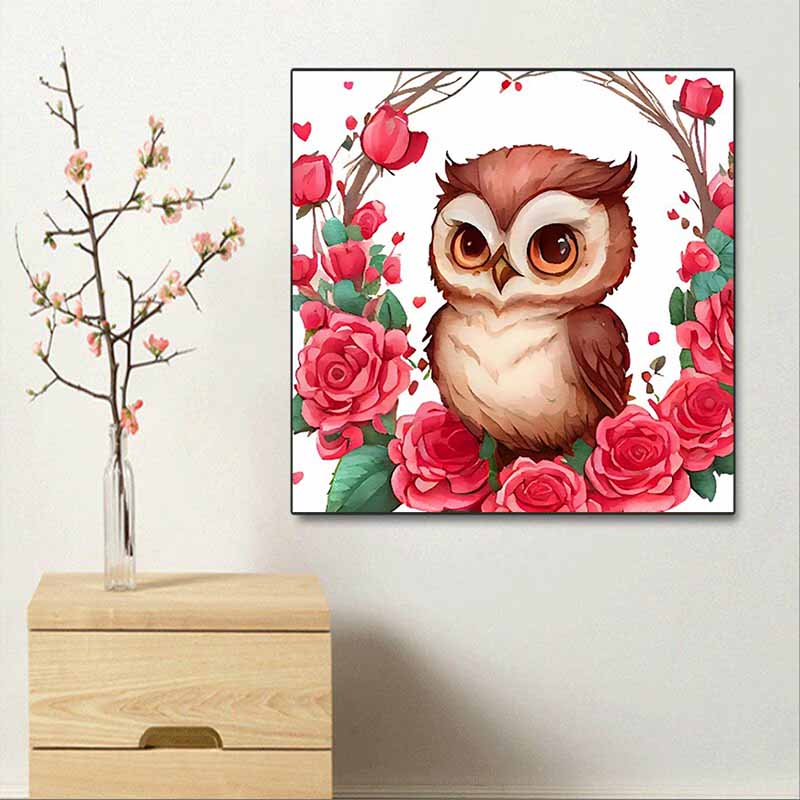 New Arrival 5D DIY Full Circle Diamond Painting "Painted Owl" Embroidery Cross Stitch Home Decor Gift