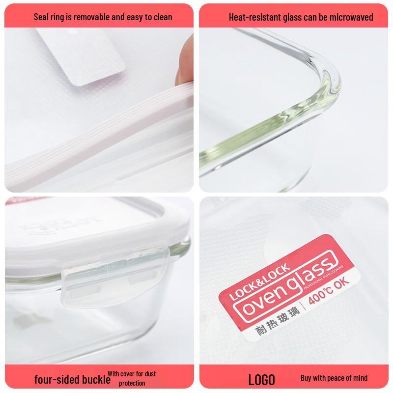LOCK&LOCK Heat-Resistant Glass Food Storage Container 6-Piece Set
