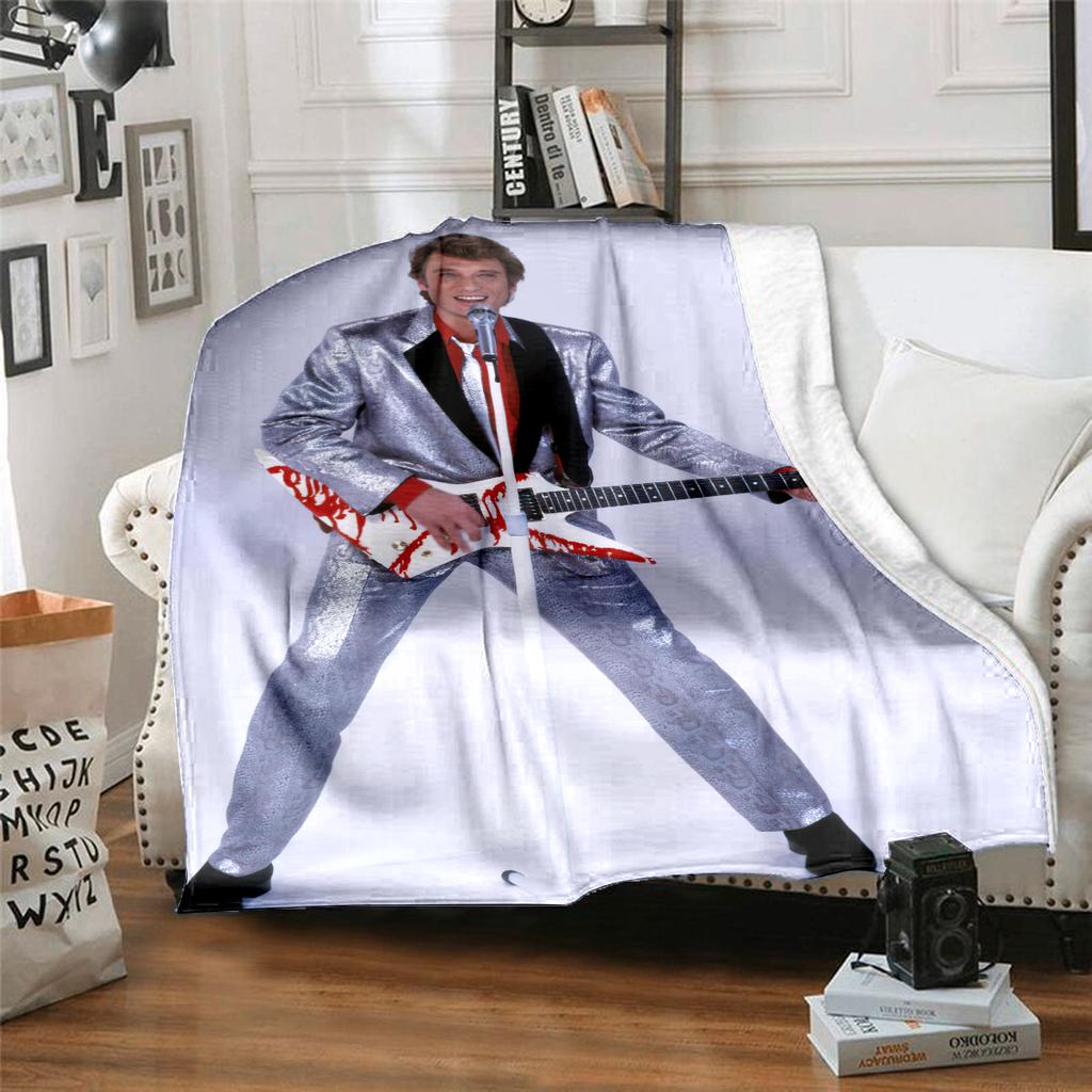 1pc Rock Star Johnny Hallyday Blanket, Al Season Lightweigh Poster Blanket Home Office Outdoor Nap Multifunc Poster Blanketional Blanket