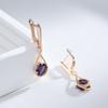 Purple Zircon Crossing Style Pendant Earrings for Women Trendy Golden Light Luxury Jewelry Keep Color
