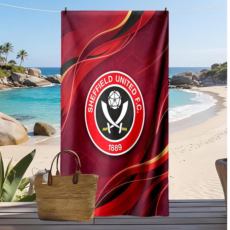 Sheffield United Fußball Druck Strandtuch, Großes Weiches Schnelltrocknendes Handtuch für Strand Camping Schwimmen
