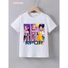 Summer Casual Kids Kpop T-Shirt Cute Anime Print Short Sleeve Anime Clothes Soft Cartton Tee Tops For Girls Daily Outdoor Wear