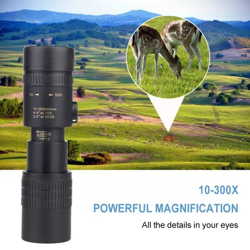 10-300x40 Zoom Telescope HD Portable Strong Binoculars Long Range Professional Monocular Low Night Vision For Hunting