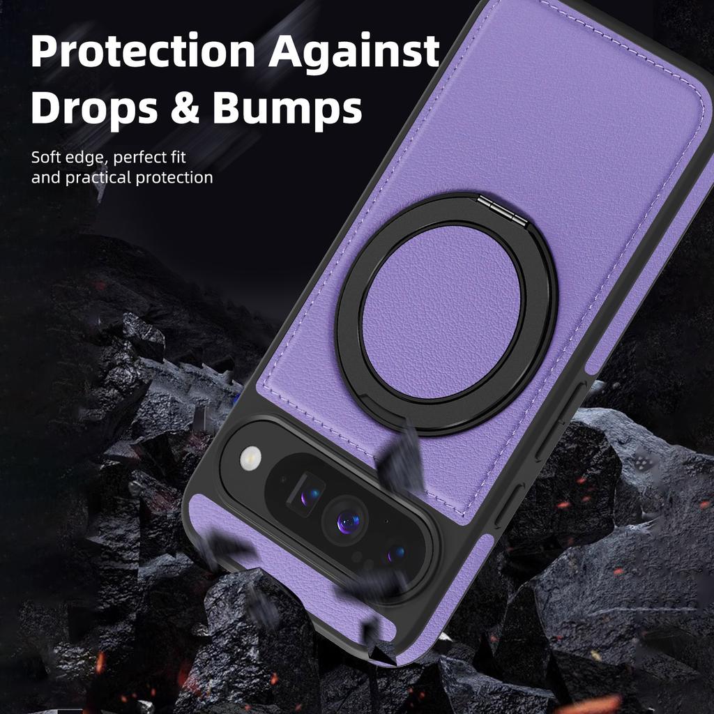 For Google Pixel 10 Pro/Pixel 10 Case with Ring Kickstand Magnetic Case PU Leather Back Cover