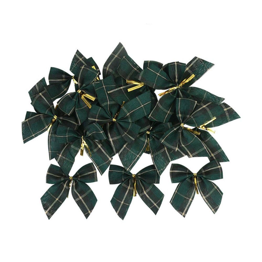 25pcs Christmas Tree Decorations Christmas Gold Dust Bows Hanging Bowknot New Year Christmas Tree Printed Bow Ornaments