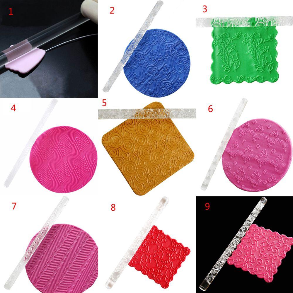 21 Styles Hot Sell Decoration Acrylic Pastry Roller Embossing Rolling Pin Baking Tools