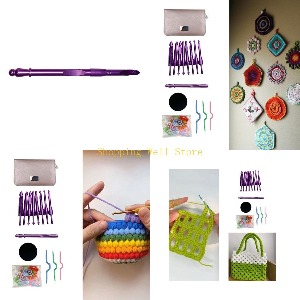 KX4B Ergonomic Aluminum Crochet Hook Set with 8 Interchangeable Tip Knitting Marker China Mainland