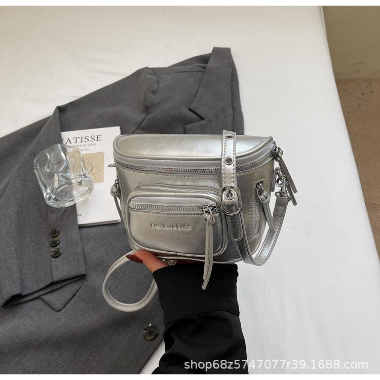 

Bag Women s 2025 New Crossbody Bag Casual Bag High-end Fashion Shoulder Bag Small Fanny Bag Temperament Saddle Bag серебряный