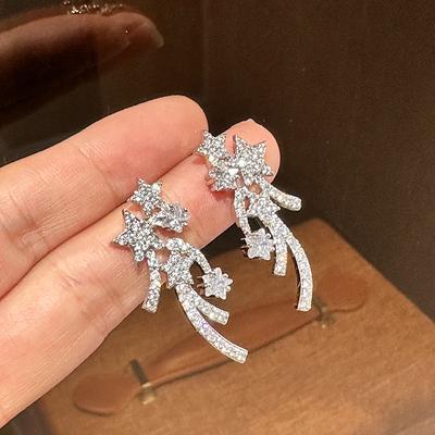 Light Luxury High-end Zircon Earrings Temperament Niche Star Stud Earrings Fashion Exquisite Personalized Earrings Women