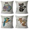 Nordic Style Cartoon Monkey Dog Cat Rabbit Cushion Cover Decor Children Drawing Animal  Pillow Case for Sofa Home Car Pillowcase