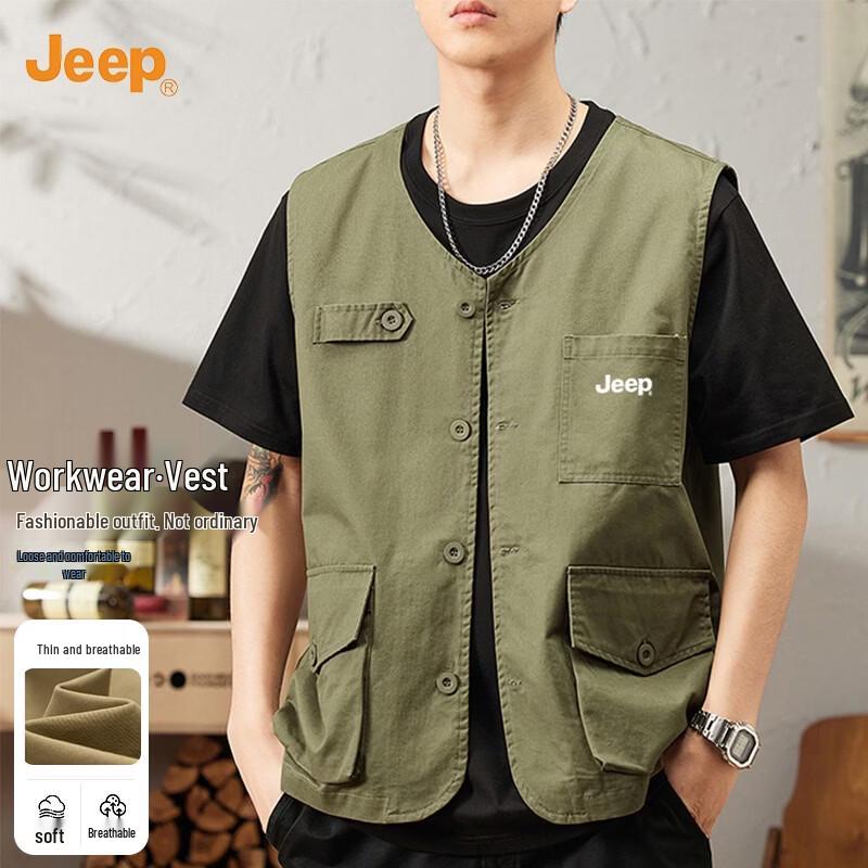 

JEEP Men s Lightweight Multi-pocket Summer Work Vest XL