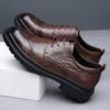 Men's leather spring breathable leather shoes round head platform soft leather casual business shoes trendy versatile small leather shoes