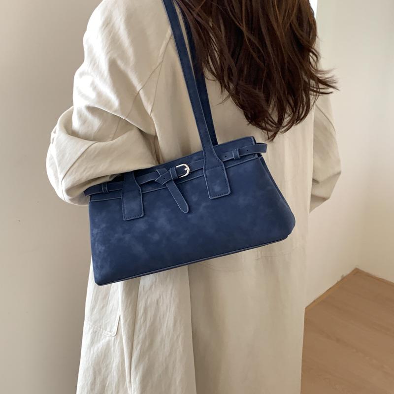 

Ретро сумка женская большой вместимости 2025 новая осень и зима универсальная повседневная сумка через плечо премиальная текстура сумка-тоут для поездок синий