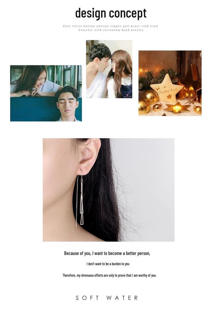 Elegant Korean Style Geometric Triangle Tassel Ear Cuffs for Women - 2022 Trendy Long Layered Earrings