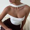 Solid Color Reverse Neck Suspender, Off Shoulder, Off Back, Sexy Slim Fit Women's Vest