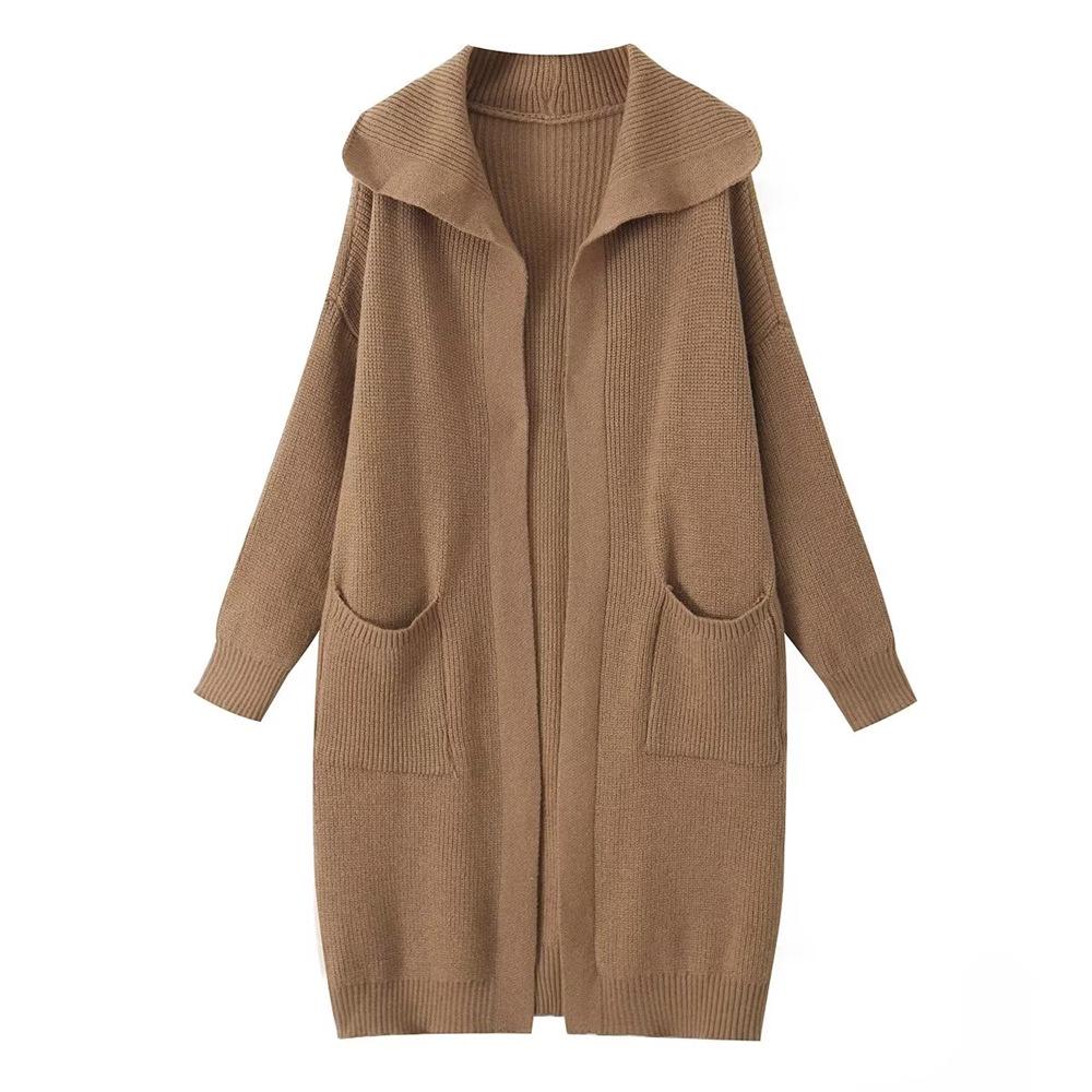 

2024 Autumn/Winter Women s Casual Pocket Lapel Sweater Coat M