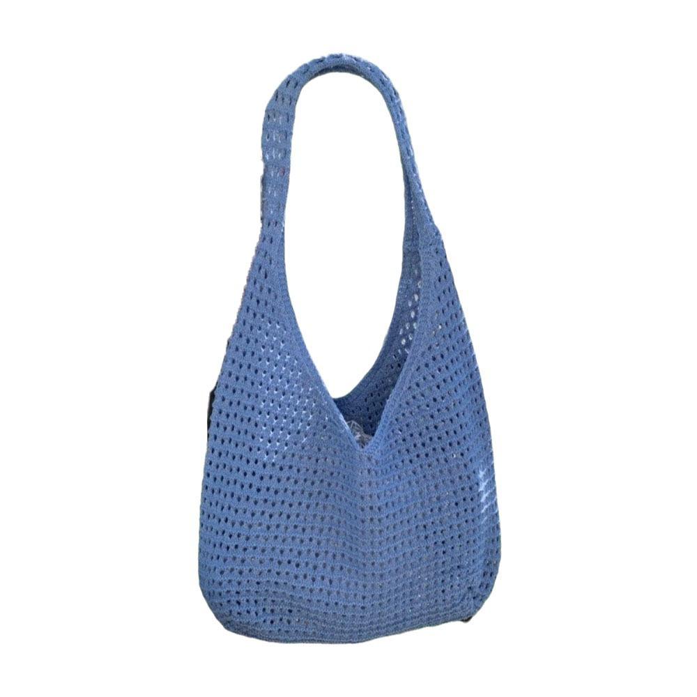 Large Capacity Crochet Mesh Tote Bag Bohemian Style Woven Handbag Knitted Shoulder Bag  Ladies
