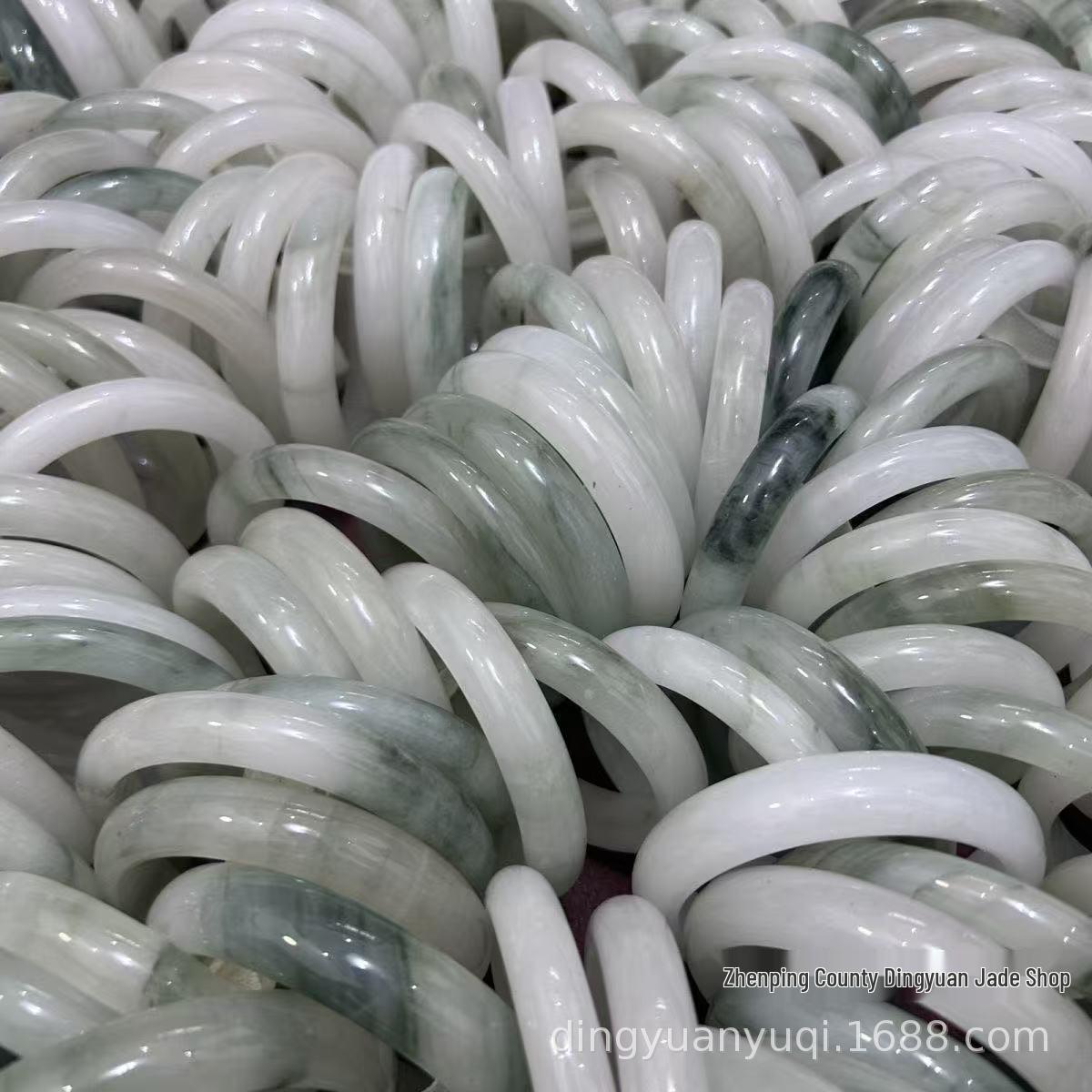 Gold Silk Jade High-Ice Bangle with Flower Inclusions - Tianshan Snow Region Women s Round Jade Bracelet Inner diameter 64-65mm