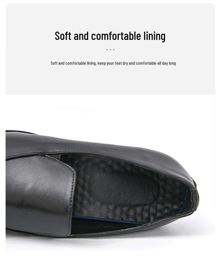 Plus Size Men's Formal Pointed Toe Leather Slip-on Shoes - Spring/Autumn 2025