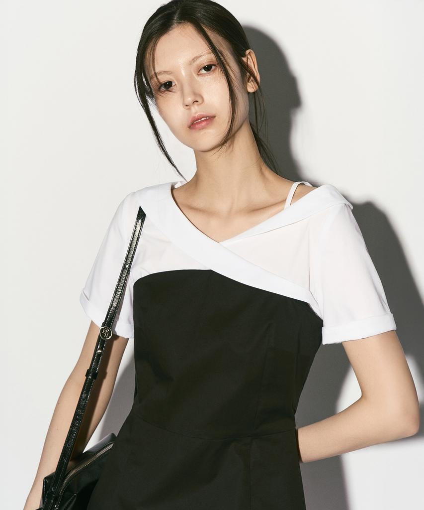 Rie Asymmetric Strap Shirt Dress