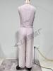 European & American Sleeveless Lace-Up Vest and Wide-Leg Pants Solid Color Two-Piece Set