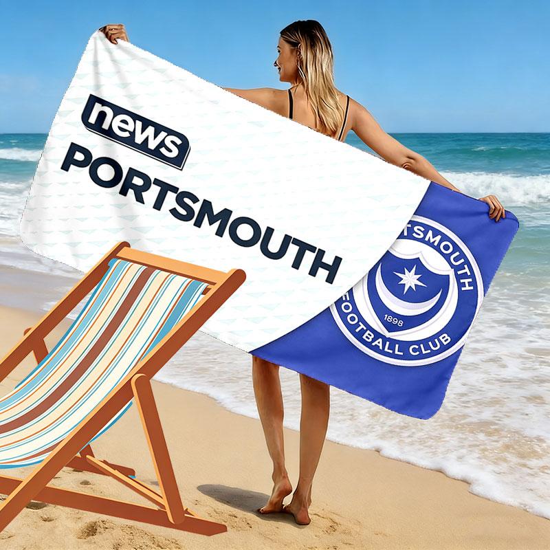 Portsmouth FC Art Print Beach Towel, Large Soft Quick Dry Towel for Beach Camping Swimming
