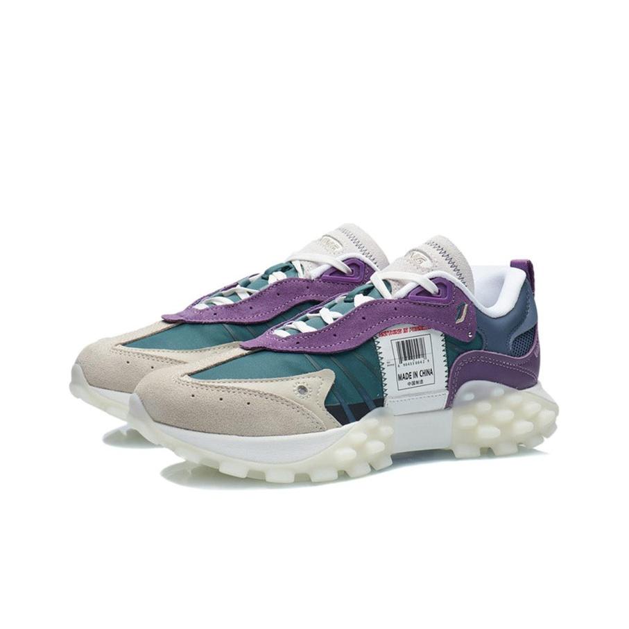 Li Ning Overload Reflective Culture Shock Absorption Non-Slip Low-Top Casual Shoes Women Casual Shoes Blue Spruce-Green ARYR026-5
