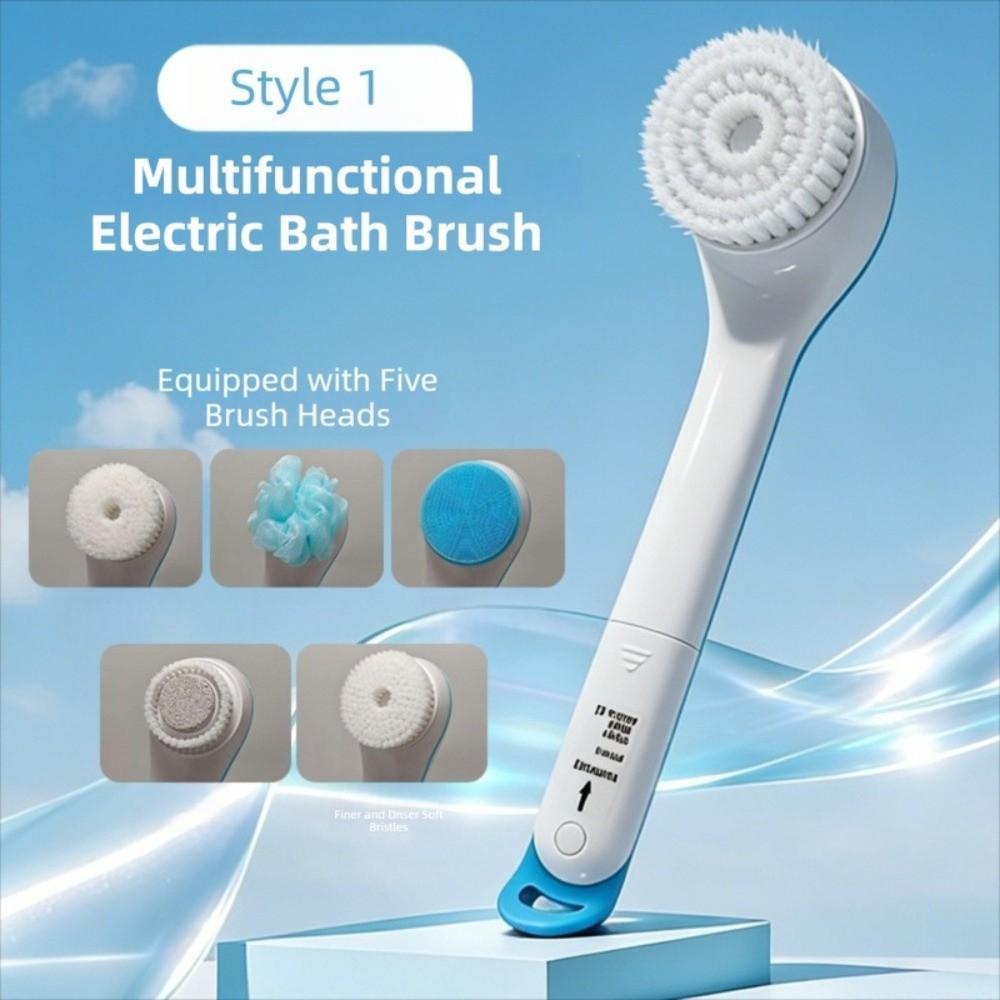 5-In-1 Electric Bath Brush Portable Back Rub Bath Brush Soft Hair Bath Brush Dorm Room