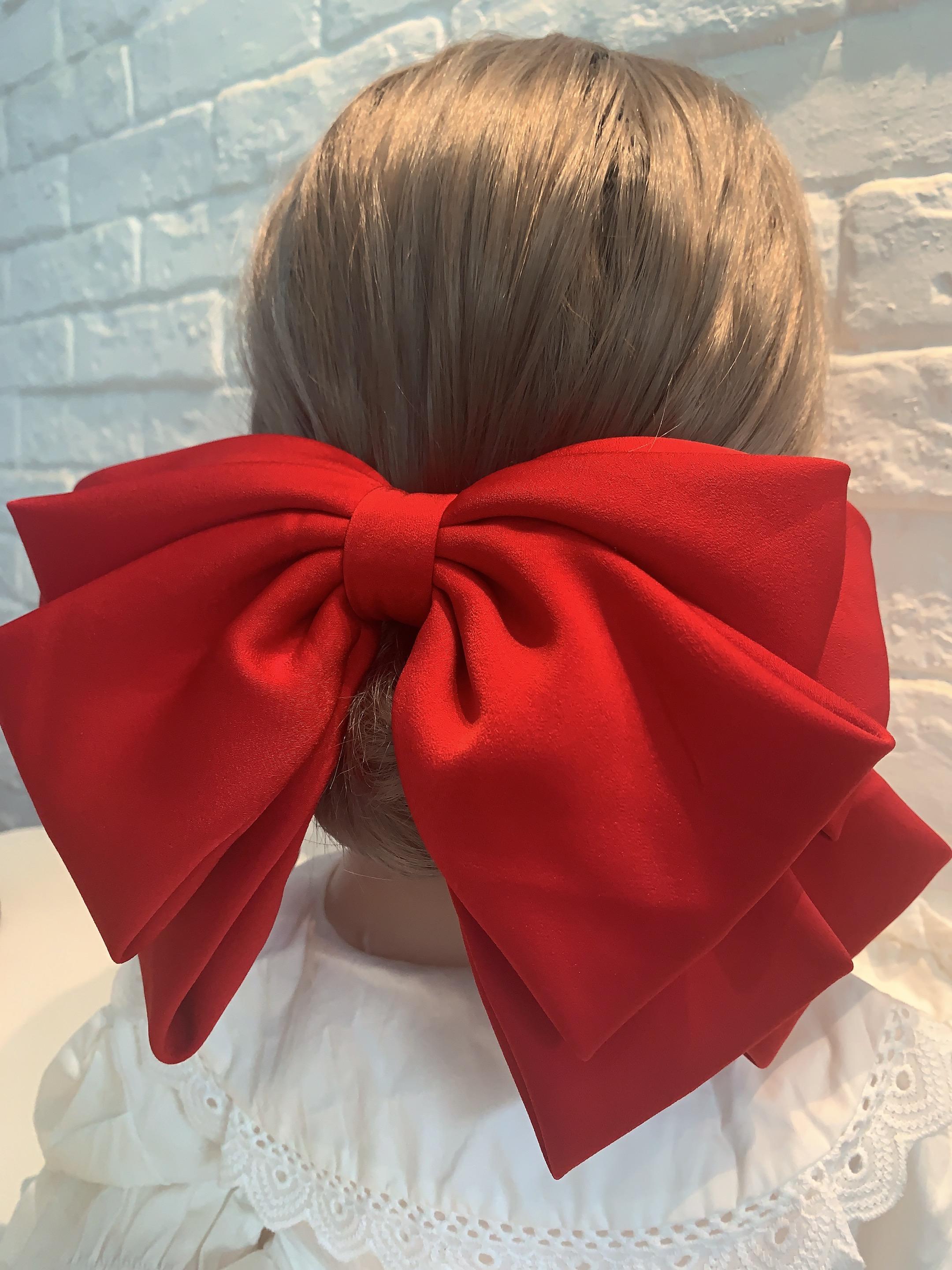 

High Quality Bow Hairpin Women Popular Headwear Satin Fixed Hair Clip Large Retro Headdress Ponytail Clip Hair Accessories