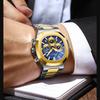 2025 Luxury Watch Men Business Fashion Waterproof Stainless Steel Chronograph Moon Phase Quartz Wristwatch Male Clock
