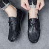 Doudou Shoes Men's Casual Black Leather Shoes One-pedal Driving Loafers Men's Shoes New Spring Shoes