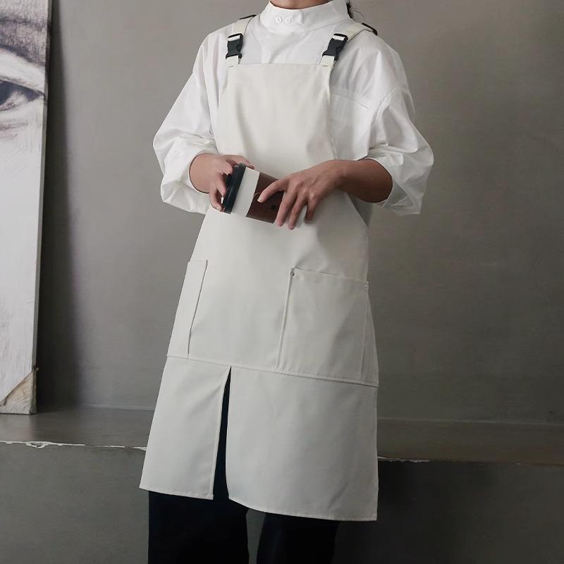 Kuchyňský catering Vodotěsná pracovní zástěra s kapsami a přední dělenou pánskou Dámské pracovní oděvy proti chlupům pro kavárnu Pet Salon