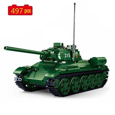WW2 Militärserie Weltkrieg II Sowjetischer mittlerer Panzer T-34/85 DIY Modell Soldat SWAT Bausteine Ziegel Spielzeug Weihnachtsgeschenke