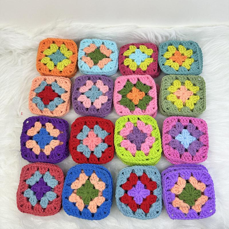 Customized DIY Handmade Crochet Multicolor Coasters Square Table Mats Creativity Clothes for Children 9cm 50pcs/lot