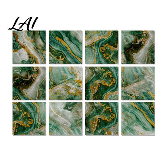 Heat Resistant Kitchen Backsplash Tiles 12PCS Imitation Marble Pattern Wall Stickers Self-Adhesive Waterproof EVA Scratch Decor for Home Tiles,