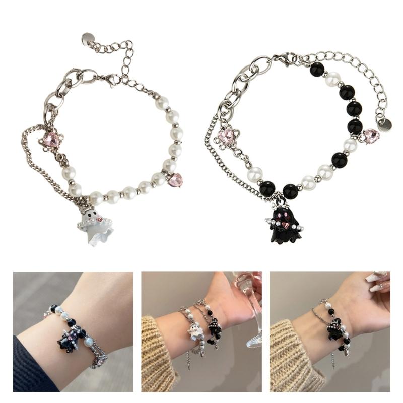Exquisite Black White Beaded Little Specter Bracelets for Women Sweet Bracelets