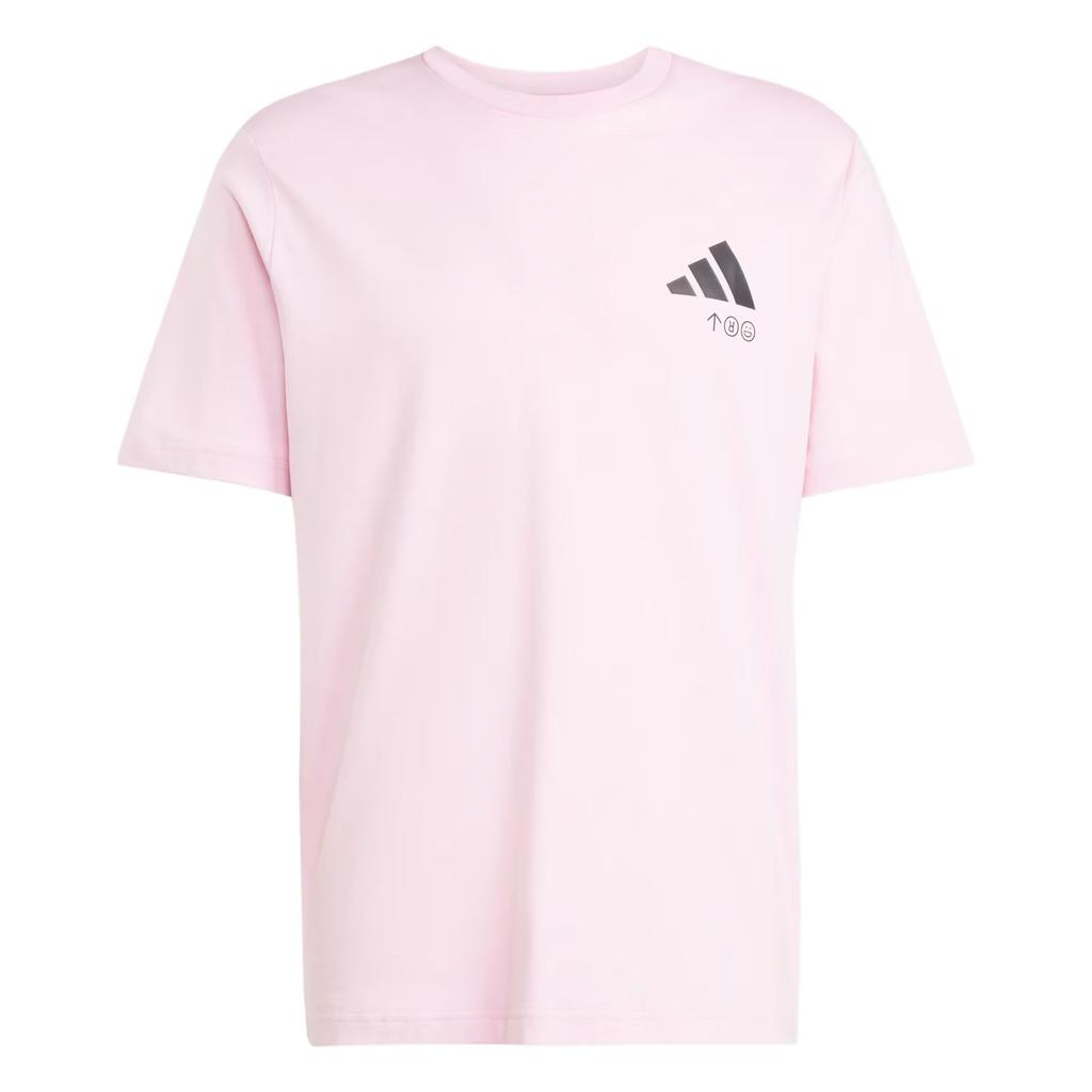 Adidas Lounge Verbiage Sportswear Friends Of Sport Graphic Soft Comfortable Round Neck Short Sleeve T-Shirt Men T-Shirt Pure-Pink JJ3985